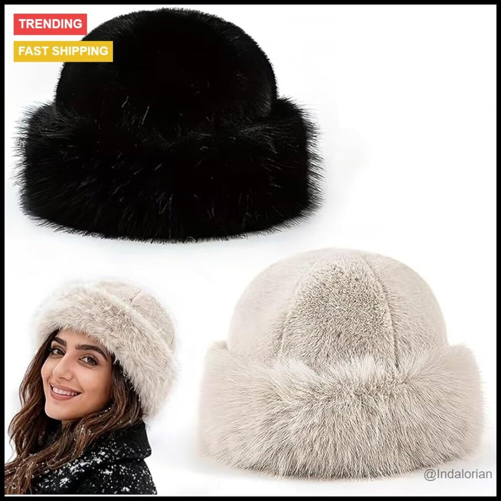 Faux Fur Bucket Hat Plush Winter Warm Fisherman Cap Soft Faux Mink Style